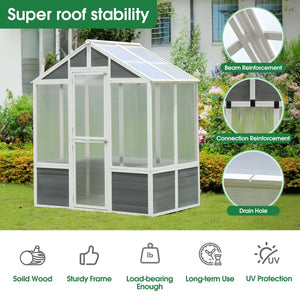 English Elm Greenhouse, Pine Frame Polycarbonate Walk-in Grow House with Shelves for Backyard Patio W1850S00003