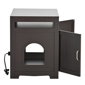 English Elm Litter Box Enclosure Grey - Durable Carb P2 Wood Cat Litter House with Hidden Plug, Storage Bench W42090263