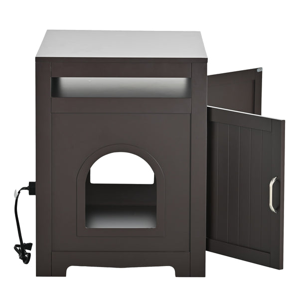 English Elm Litter Box Enclosure Grey - Durable Carb P2 Wood Cat Litter House with Hidden Plug, Storage Bench W42090263