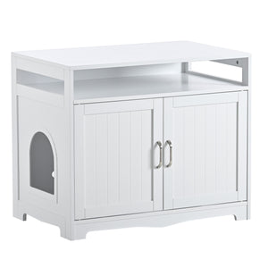 English Elm Litter Box Enclosure - Stylish Cat Furniture With Hidden Plug, Dual Doors & Ample Storage For Pets W42090259