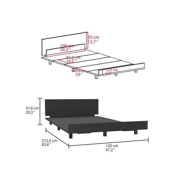 English Elm Kaia Twin Bed Base with Headboard — Sturdy Particleboard Frame, 441 lb Capacity, Easy Assembly Black 56.3 L x 20.9 W x 3.9 H B200S00046