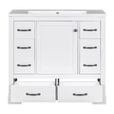 English Elm 36" Bathroom Vanity With Sink Combo, Six Drawers, Multi-Functional Drawer Divider, Adjustable Shelf, White