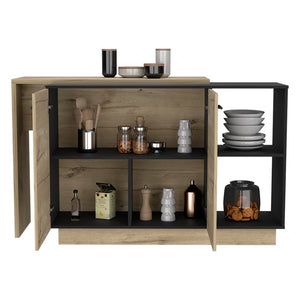 English Elm Sicilia Kitchen island with double-door cabinets, two external shelves and three interior shelves, modern finish Multicolor 47.5 L x 22 W x 6 H B070S00074