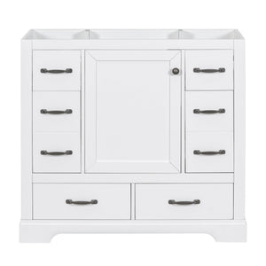 English Elm 36" Modern Bathroom Vanity Cabinet Base with Six Drawers, Adjustable Shelf & Drawer Organizer White WF307973AAK