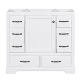 English Elm 36" Bathroom Vanity Without Sink, Cabinet Base Only, Six Drawers, Multi-Functional Drawer Divider, Adjustable Shelf, White