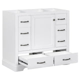 English Elm 36" Bathroom Vanity Without Sink, Cabinet Base Only, Six Drawers, Multi-Functional Drawer Divider, Adjustable Shelf, White