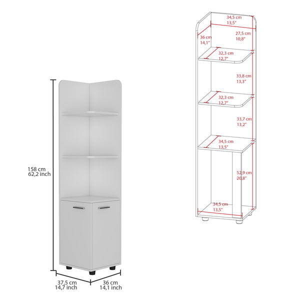 English Elm Malibu Freestanding Linen Cabinet with 2 Doors & 3 Open Shelves, White Particle Board, Corner-Friendly Design B07092128