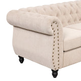 English Elm 60" Modern Sofa Dutch Plush Upholstered Sofa, Solid Wood Legs, Buttoned Tufted Backrest, Beige