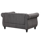 English Elm 60" Modern Sofa Dutch Plush Upholstered Sofa, Solid Wood Legs, Buttoned Tufted Backrest, Gray