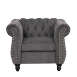 English Elm 39" Modern Sofa Dutch Plush Upholstered Sofa, Solid Wood Legs, Buttoned Tufted Backrest, Gray