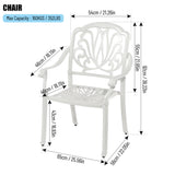 English Elm 2 Piece s Outdoor Furniture Dining Chairs All-Weather Cast Aluminum Patio Furniture For Patio Garden Deck White