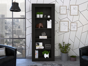 English Elm Andina Modern 5-Shelf Vertical Bookcase in Black – 27"W x12"H Shelves, 3.9" Frame, Easy Assembly B200S00091