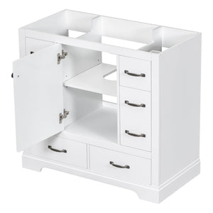 English Elm 36" Modern Bathroom Vanity Cabinet Base with Six Drawers, Adjustable Shelf & Drawer Organizer White WF307973AAK