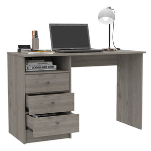 English Elm Andalucia 3-Drawer Computer Desk Gray – 46.1"W Work Surface, Open Shelf, Spacious Drawers for Organizing B070S00218
