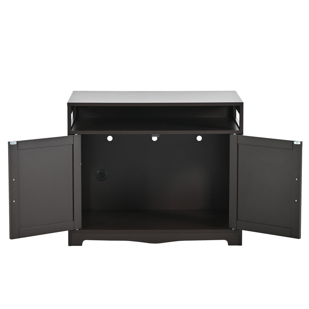 English Elm Litter Box Enclosure Grey - Durable Carb P2 Wood Cat Litter House with Hidden Plug, Storage Bench W42090263