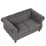 English Elm 60" Modern Sofa Dutch Plush Upholstered Sofa, Solid Wood Legs, Buttoned Tufted Backrest, Gray