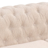 English Elm 60" Modern Sofa Dutch Plush Upholstered Sofa, Solid Wood Legs, Buttoned Tufted Backrest, Beige