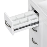 English Elm 36" Bathroom Vanity With Sink Combo, Six Drawers, Multi-Functional Drawer Divider, Adjustable Shelf, White