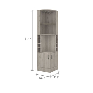 English Elm Syrah Corner Bar Cabinet with 8 Bottle Cubbies, 12-Glass Rack, Double Doors & Display Shelf for Home Spirits Light Gray 46 L x 23 W x 7 H B070P211049