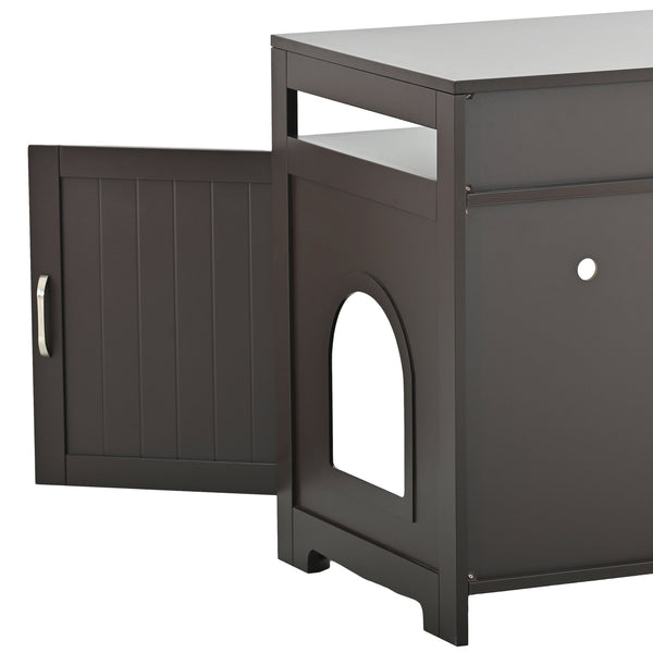 English Elm Litter Box Enclosure Grey - Durable Carb P2 Wood Cat Litter House with Hidden Plug, Storage Bench W42090263