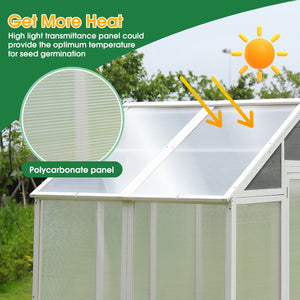 English Elm Greenhouse, Pine Frame Polycarbonate Walk-in Grow House with Shelves for Backyard Patio W1850S00003