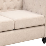 English Elm 60" Modern Sofa Dutch Plush Upholstered Sofa, Solid Wood Legs, Buttoned Tufted Backrest, Beige