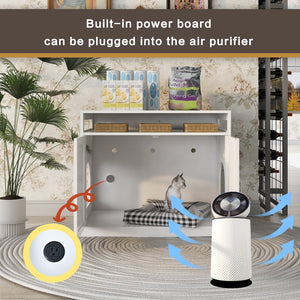 English Elm Litter Box Enclosure - Stylish Cat Furniture With Hidden Plug, Dual Doors & Ample Storage For Pets W42090259