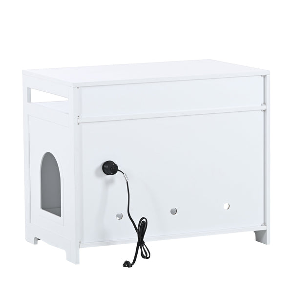 English Elm Litter Box Enclosure - Stylish Cat Furniture With Hidden Plug, Dual Doors & Ample Storage For Pets W42090259