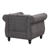 English Elm 39" Modern Sofa Dutch Plush Upholstered Sofa, Solid Wood Legs, Buttoned Tufted Backrest, Gray