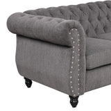 English Elm 60" Modern Sofa Dutch Plush Upholstered Sofa, Solid Wood Legs, Buttoned Tufted Backrest, Gray