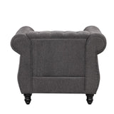 English Elm 39" Modern Sofa Dutch Plush Upholstered Sofa, Solid Wood Legs, Buttoned Tufted Backrest, Gray