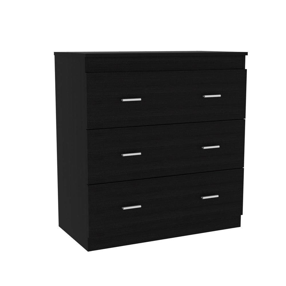 English Elm Georgia Three Drawer Dresser Black – Modern Particle Board Storage with Metal Handles, Spacious Top Surface Elegance B07092062