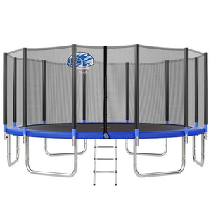 English Elm 16ft Round Backyard Trampoline with Enclosure Net Ladder and Basketball Hoop SC000005AAC