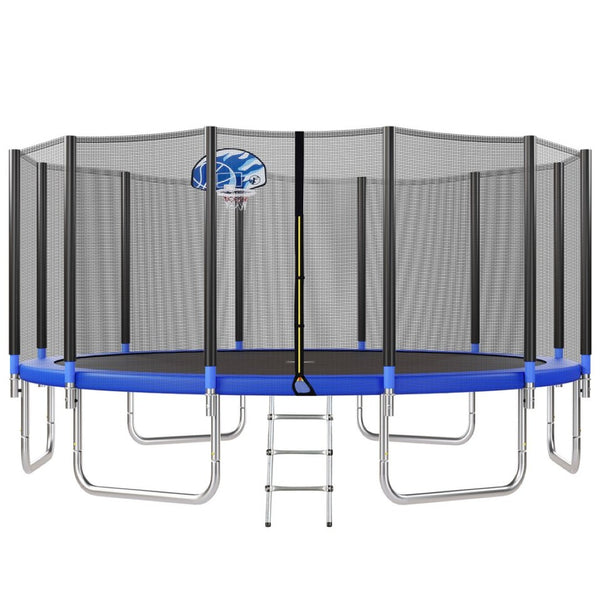 English Elm 16ft Round Backyard Trampoline with Enclosure Net Ladder and Basketball Hoop SC000005AAC