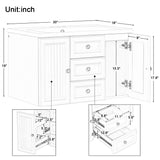 English Elm 30" Wall Mounted Bathroom Vanity With Sink Combo, Functional Drawer, Solid Wood & Mdf Board & Ceramic, Green