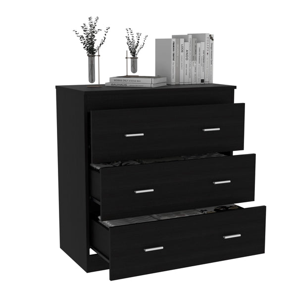 English Elm Georgia Black Three-Drawer Dresser with Metal Handles, Spacious Storage & Durable Top for Modern Rooms B20092062