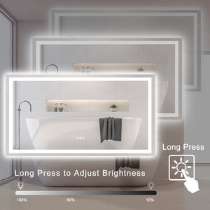 English Elm 60" LED Bathroom Mirror 60"x32" Frameless Lighted Vanity with Anti-Fog Touch Sensor, Dimmable Color Temps and Shatterproof Glass W134070939
