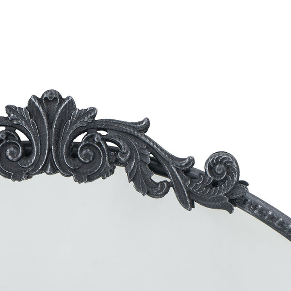 English Elm 30" Round Baroque Ornamental Iron Wall Mirror Matte Entryway Powder Room Statement Piece Black W2078124101