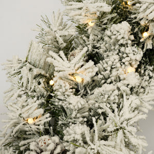 English Elm Pre-lit 7ft Artificial Christmas Set with 325 Warm LED Lights, Garland, Wreath & 2 Entry Trees (Flame‑Resistant) PX307760AAF