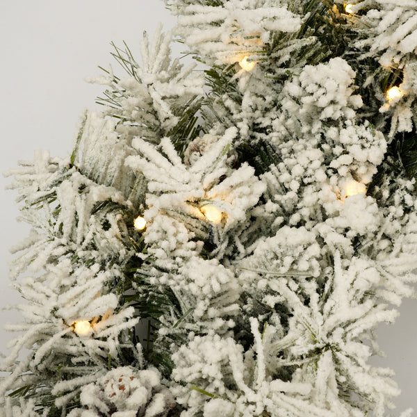 English Elm Pre-lit 7ft Artificial Christmas Set with 325 Warm LED Lights, Garland, Wreath & 2 Entry Trees (Flame‑Resistant) PX307760AAF