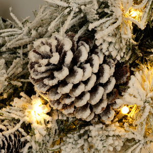English Elm Pre-lit 7ft Artificial Christmas Set with 325 Warm LED Lights, Garland, Wreath & 2 Entry Trees (Flame‑Resistant) PX307760AAF