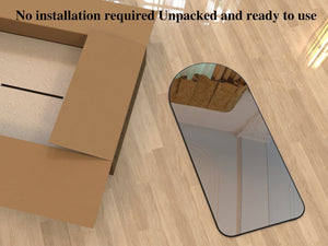 English Elm Arch 70.8x32" Full Length Arched Mirror - Oversized Leaning Floor Mirror with Black Metal Frame W708P379200