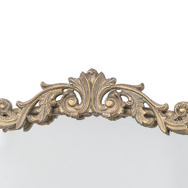 English Elm 66" Arched Gold Full Length Mirror Baroque Medallion Crown Leaning or Hanging Wall Accent W2078124104