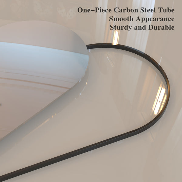 English Elm Arch Oversized 71"x32" Full Length Mirror with Elegant Arch Frame, Black Metal Leaning Floor Mirror W708P297677