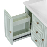 English Elm 30" Wall Mounted Bathroom Vanity With Sink Combo, Functional Drawer, Solid Wood & Mdf Board & Ceramic, Green