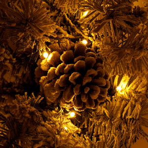 English Elm Pre-lit 7ft Artificial Christmas Set with 325 Warm LED Lights, Garland, Wreath & 2 Entry Trees (Flame‑Resistant) PX307760AAF