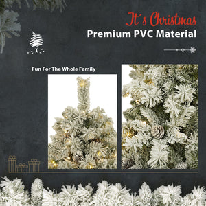 English Elm Pre-lit 7ft Artificial Christmas Set with 325 Warm LED Lights, Garland, Wreath & 2 Entry Trees (Flame‑Resistant) PX307760AAF