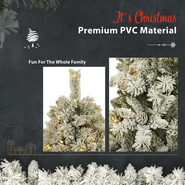 English Elm Pre-lit 7ft Artificial Christmas Set with 325 Warm LED Lights, Garland, Wreath & 2 Entry Trees (Flame‑Resistant) PX307760AAF