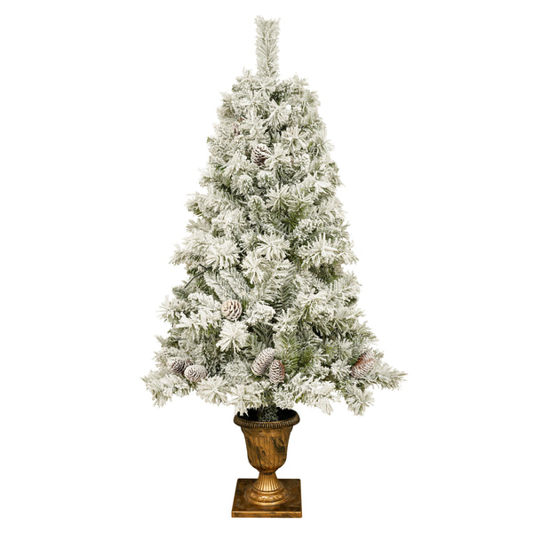 English Elm Pre-lit 7ft Artificial Christmas Set with 325 Warm LED Lights, Garland, Wreath & 2 Entry Trees (Flame‑Resistant) PX307760AAF
