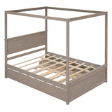 Samuel Canopy Full Bed with Trundle Bed and Two Drawers